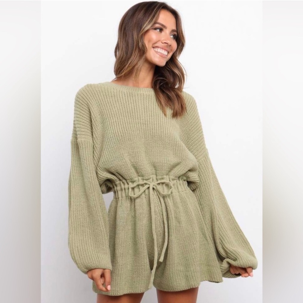 Petal & Pup Green Sweater Romper